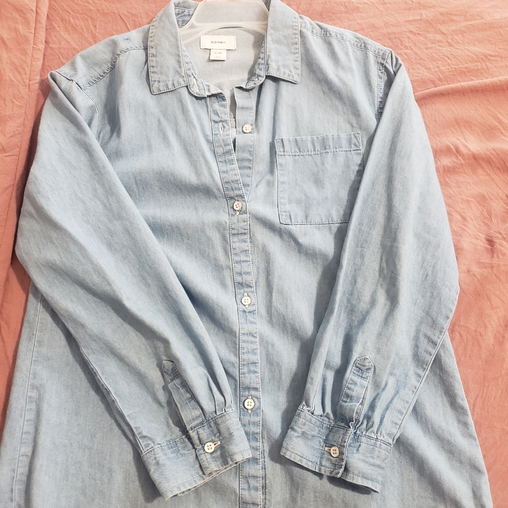 old navy denim long sleeve size 14 brand new